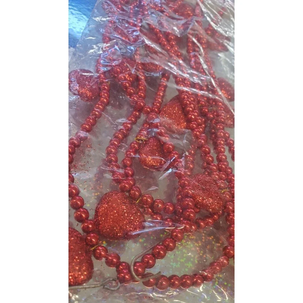 Bethany Lowe Designs Valentine Day Novelties Red Beads Garland Heart Ornaments